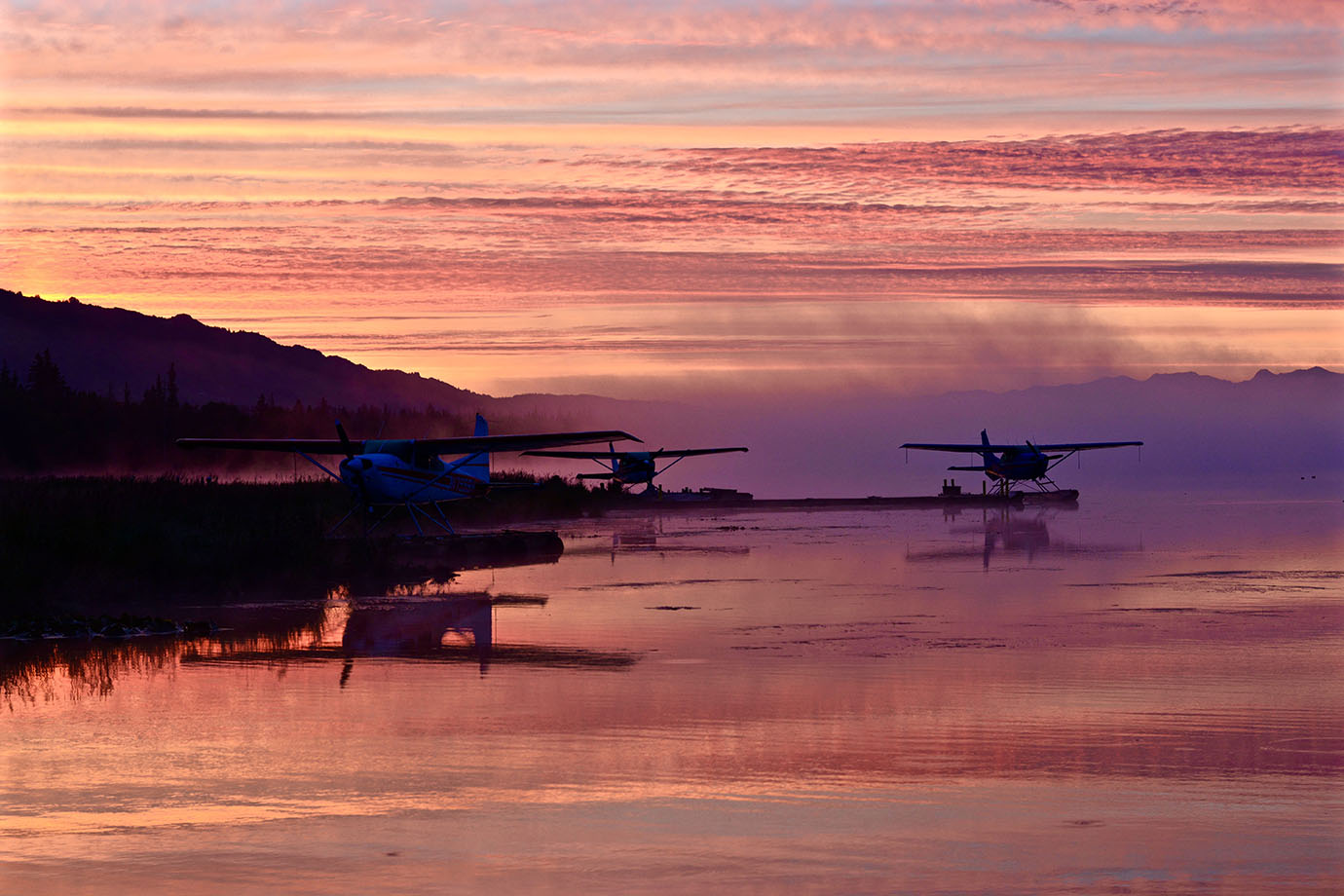 Seaplanes at sunrise
