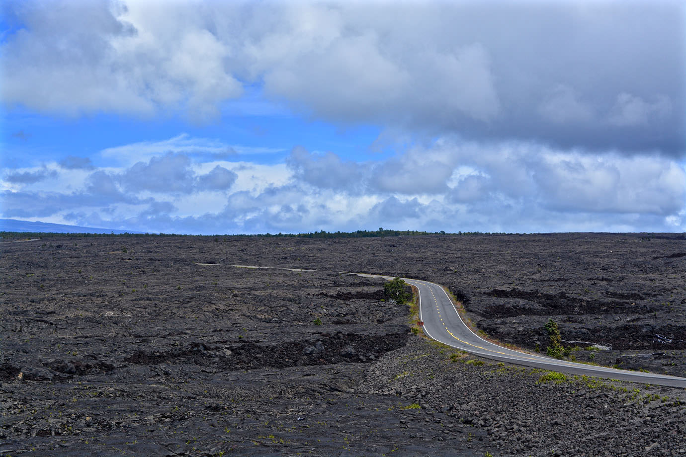 Street through a lava field